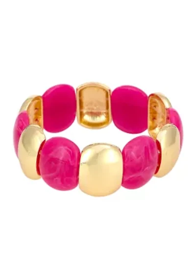 Gold Tone Fuchsia Stretch Bracelet
