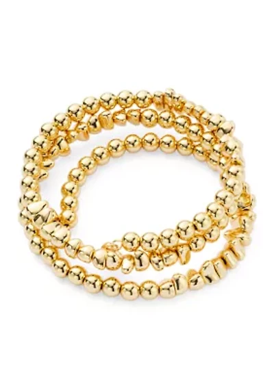 Gold Tone Beaded Coil Bracelet