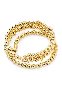 Gold Tone Beaded Coil Bracelet