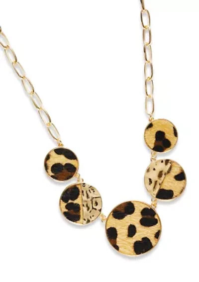 Leopard Printed Grad Disc Frontal Necklace