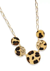 Leopard Printed Grad Disc Frontal Necklace