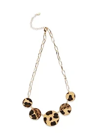 Leopard Printed Grad Disc Frontal Necklace