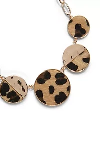 Leopard Printed Grad Disc Frontal Necklace