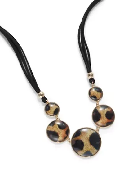 Leopard Print Discs Frontal Necklace