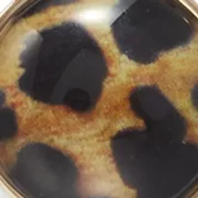 Long Cord Station Metal and Leopard Printed Disc Necklace