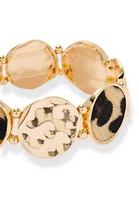 Leopard Metal Disc Stretch Bracelet