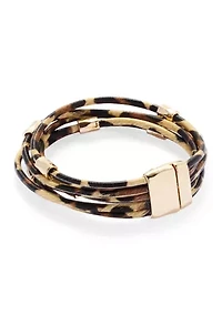  Multi Row Leopard Printed Cord Bracelet