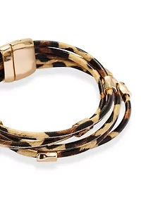  Multi Row Leopard Printed Cord Bracelet
