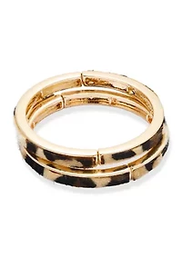 Leopard Printed Stretch Bangle Bracelet Set
