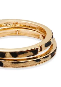 Leopard Printed Stretch Bangle Bracelet Set