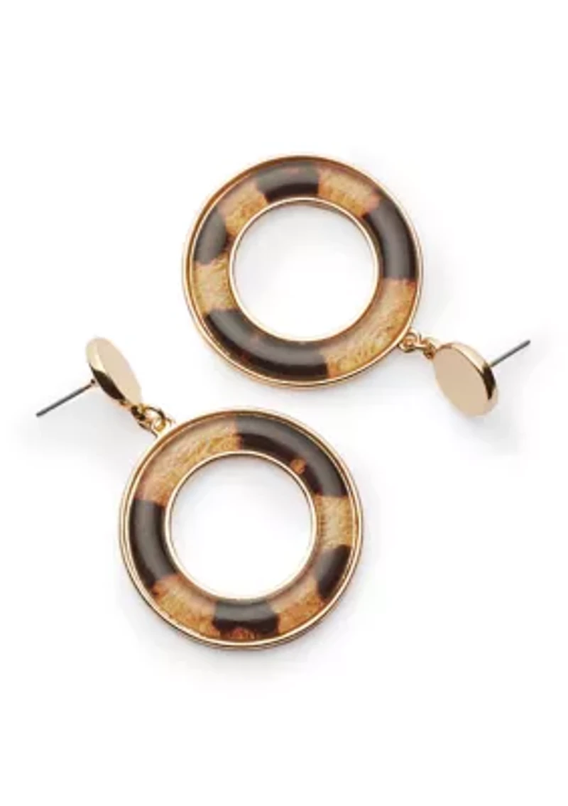 Leopard Print Donut Disc Earrings