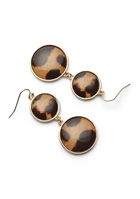 Round Leopard Print Double Drop Earrings