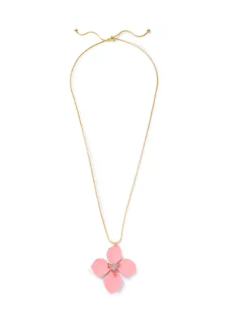 Flower Pendant Bolo Necklace