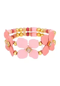 Flower Beaded Stretch Bracelet