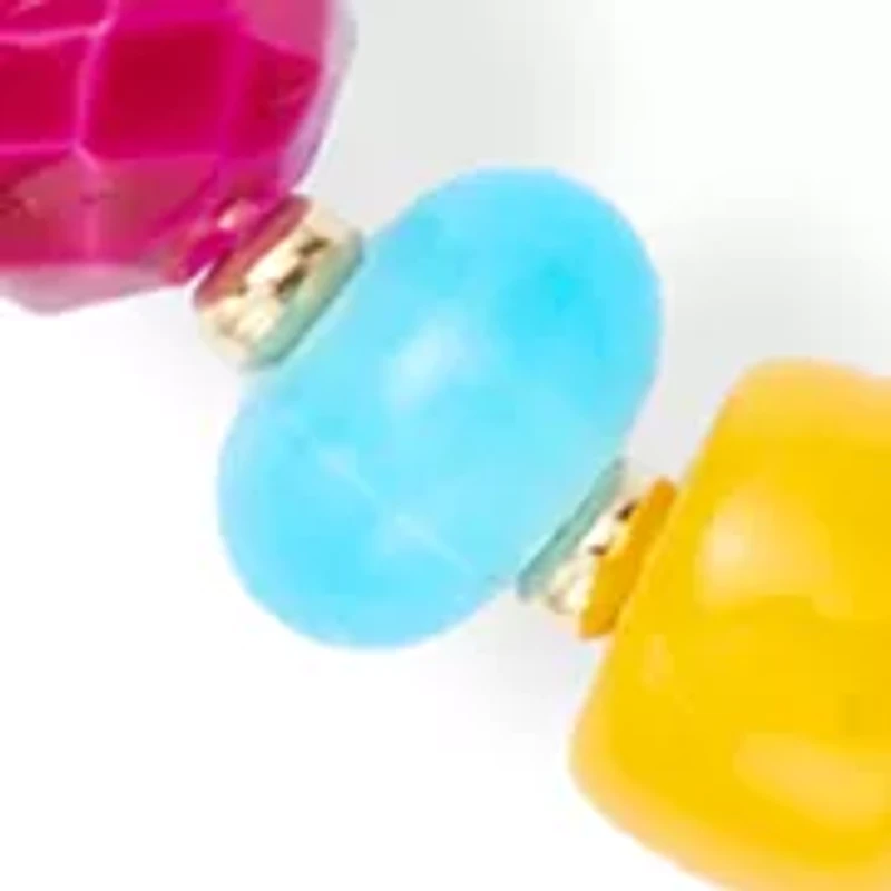 Gold Tone Fish Charm Station Beaded Necklace