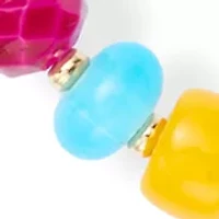 Gold Tone Fish Charm Station Beaded Necklace