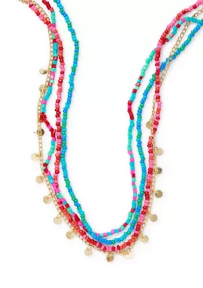 Paiette Multi Colored Beaded Collar Necklace