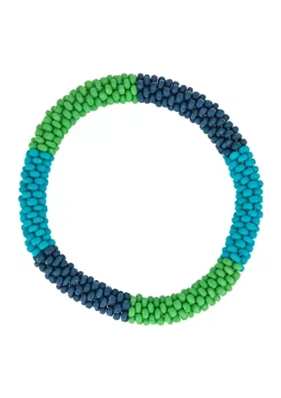 Woven Colorblock Beaded Stretch Bracelet 