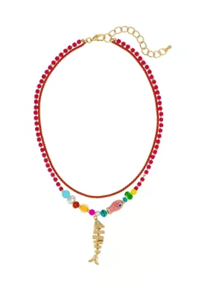 Beaded Fish Pendant Necklace