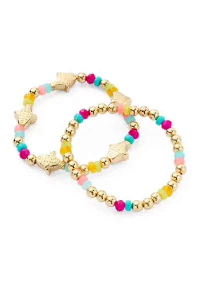 Beaded Fish Charm Bracelet Set