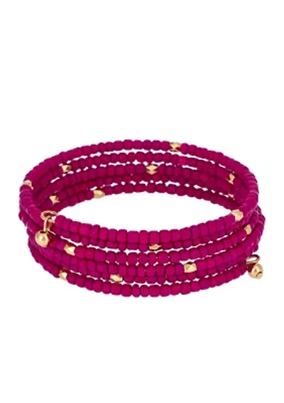 Seed Bead Coil Gold Tone Bracelet
