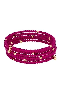 Seed Bead Coil Gold Tone Bracelet