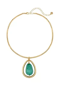 Orbital Teal Stone Pendant Collar Necklace 