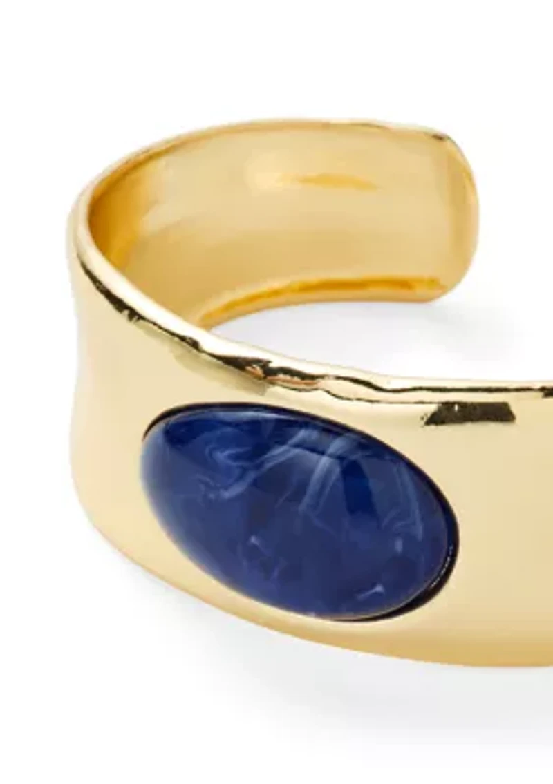 Center Stone Wide Cuff Bracelet