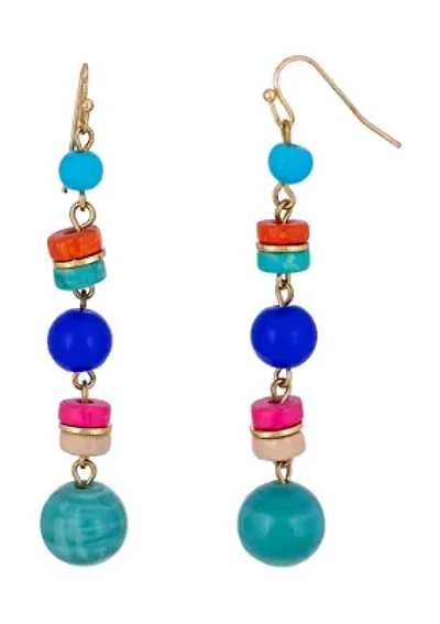 Linear Colorful Beaded Drop Earrings