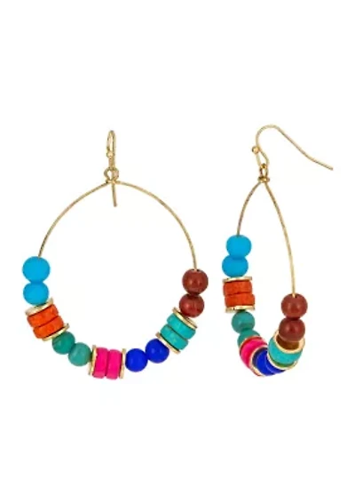 Colorblocked Beaded Gypsy Hoop Earrings