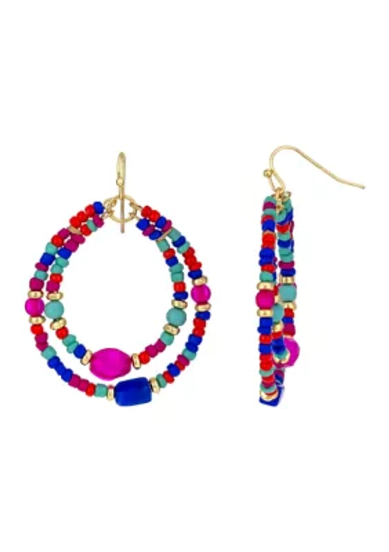 Double Beaded Gypsy Hoop Earrings
