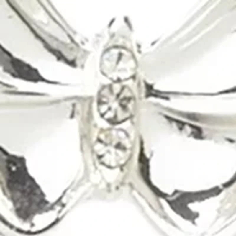 Silver Tone Pearl Crystal Butterfly Slider Bracelet