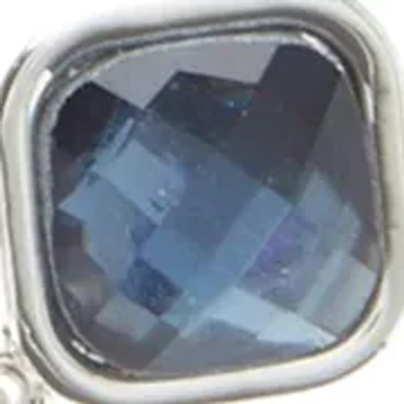 Silver Tone 16'' Blue Abalone Stone Frontal Necklace