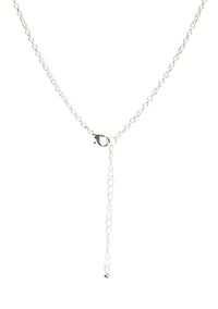 Silver Tone 16'' Blue Abalone Stone Frontal Necklace