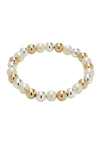 Two-Tone Earring, Necklace, and Bracelet Set 