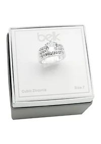 Lab Created Silver Cubic Zirconia Three Row Ring