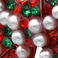 Red Bow Pearl Earrings