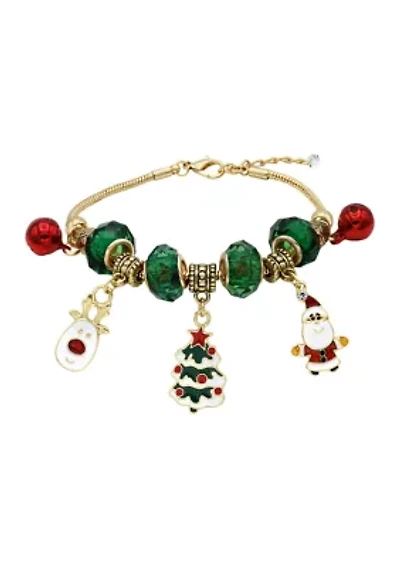 Gold Tone Christmas Charm Bracelet