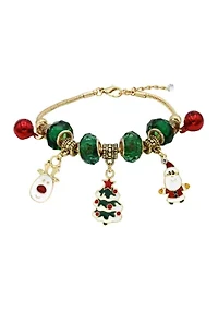 Gold Tone Christmas Charm Bracelet