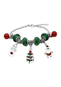 Holiday Bracelet with Bell Reindeer Tree Santa Charms