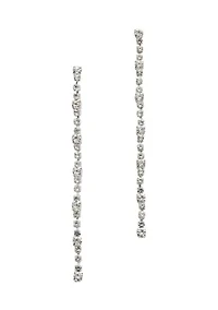 Silver Tone Linear Drama Station Drop Earrings