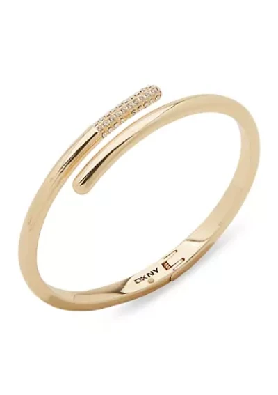 Gold Tone Crystal Bypass Cuff Bracelet