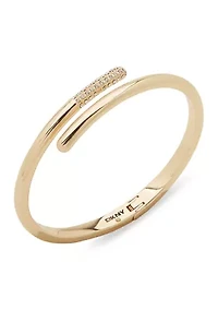 Gold Tone Crystal Bypass Cuff Bracelet