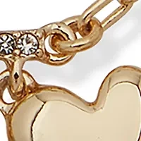 Gold Tone Crystal White Heart Charm Slider Bracelet 