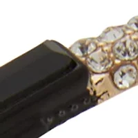Gold Half Jet Enamel Pave Bangle Bracelet