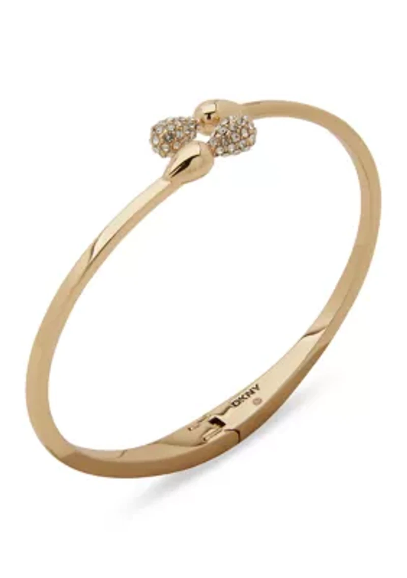 Gold Tone Crystal Pave Pear Bypass Cuff Bracelet