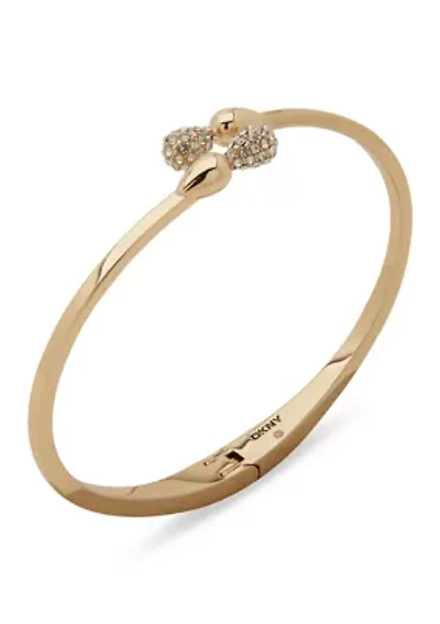 Gold Tone Crystal Pave Pear Bypass Cuff Bracelet