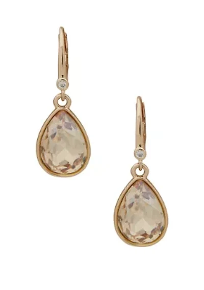 Stone Leverback Teardrop Earrings