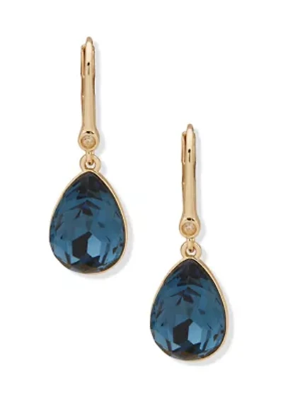 Stone Leverback Teardrop Earrings