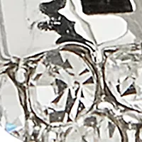 16 Millimeter Silver Tone Crystal Half Pavé Hoop Earrings